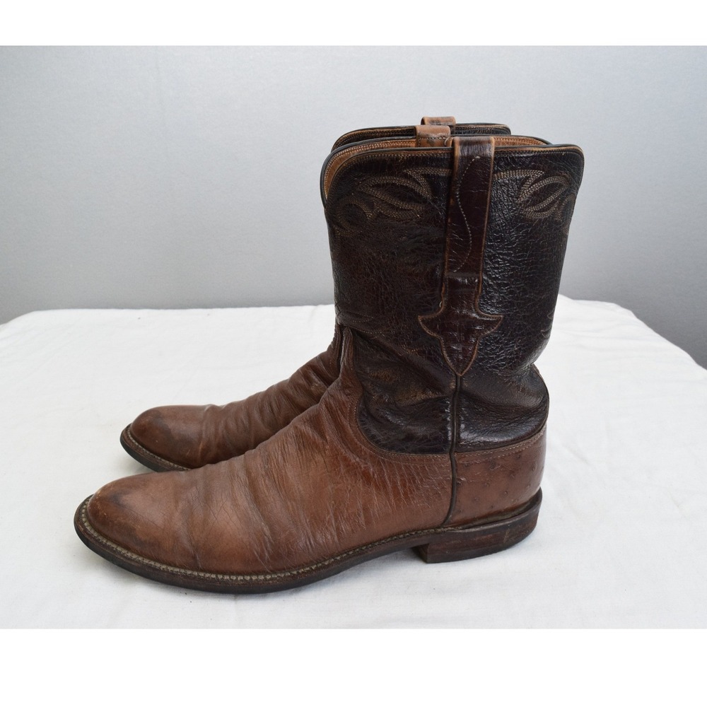 Lucchese Classics Western Boots 13.5 A Brown Leather Ostrich L3097RR Mens Cowboy